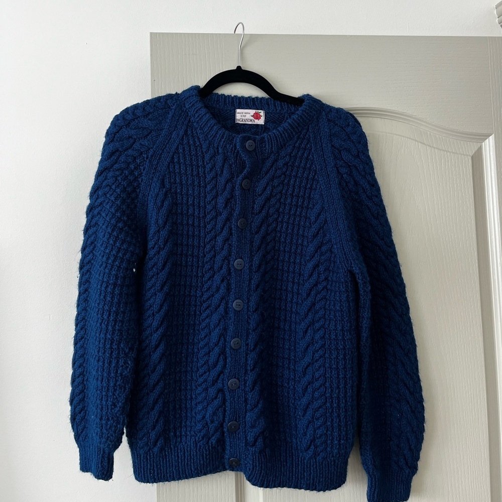Navy Blue Cable Knit Cardigan